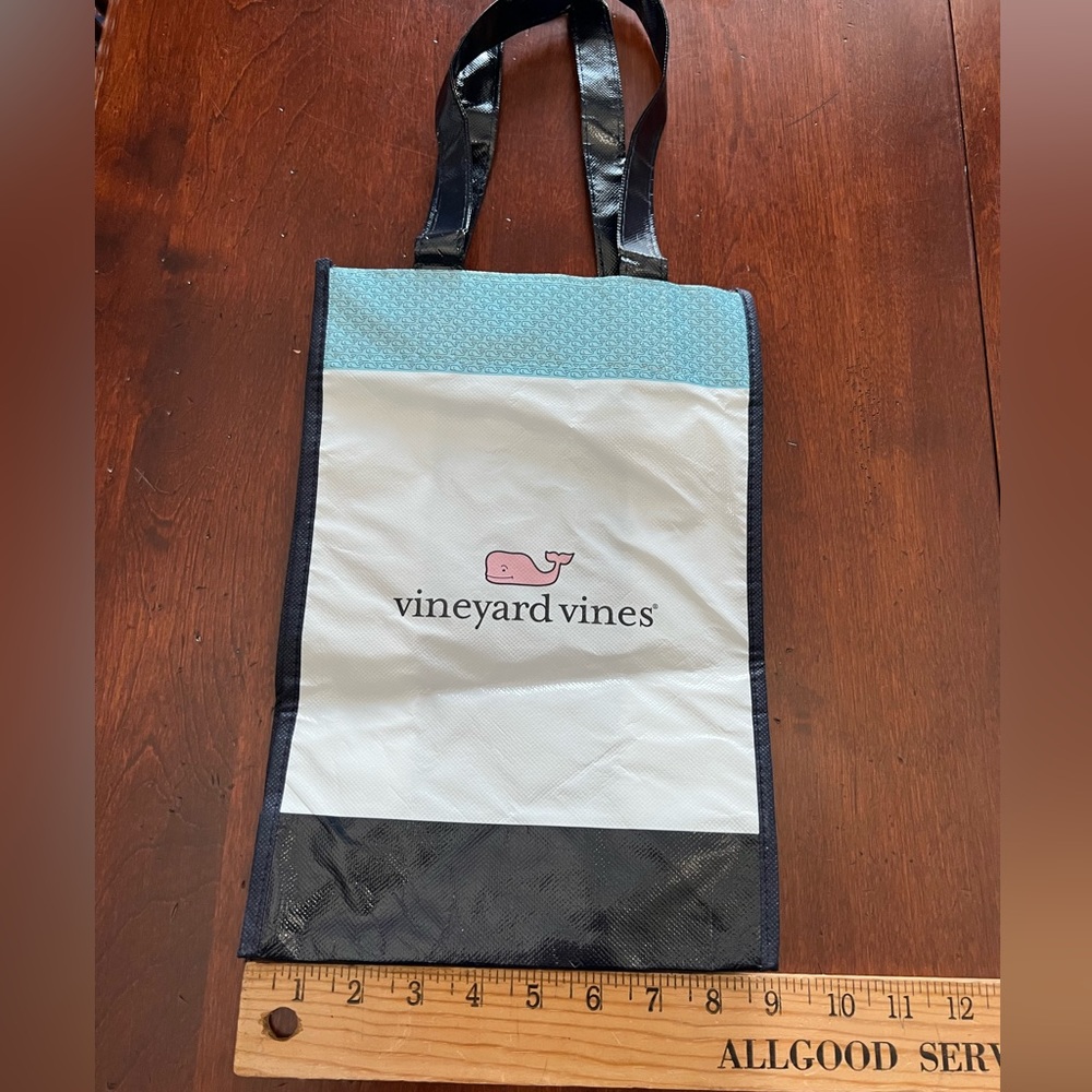 Vineyard Vines vinyl reusable tote, 13x9”